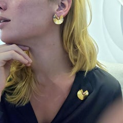 George Schuler 1950 Earrings & Brooch Set 18kt Gold with 1.47 Cts Diamond Rubies