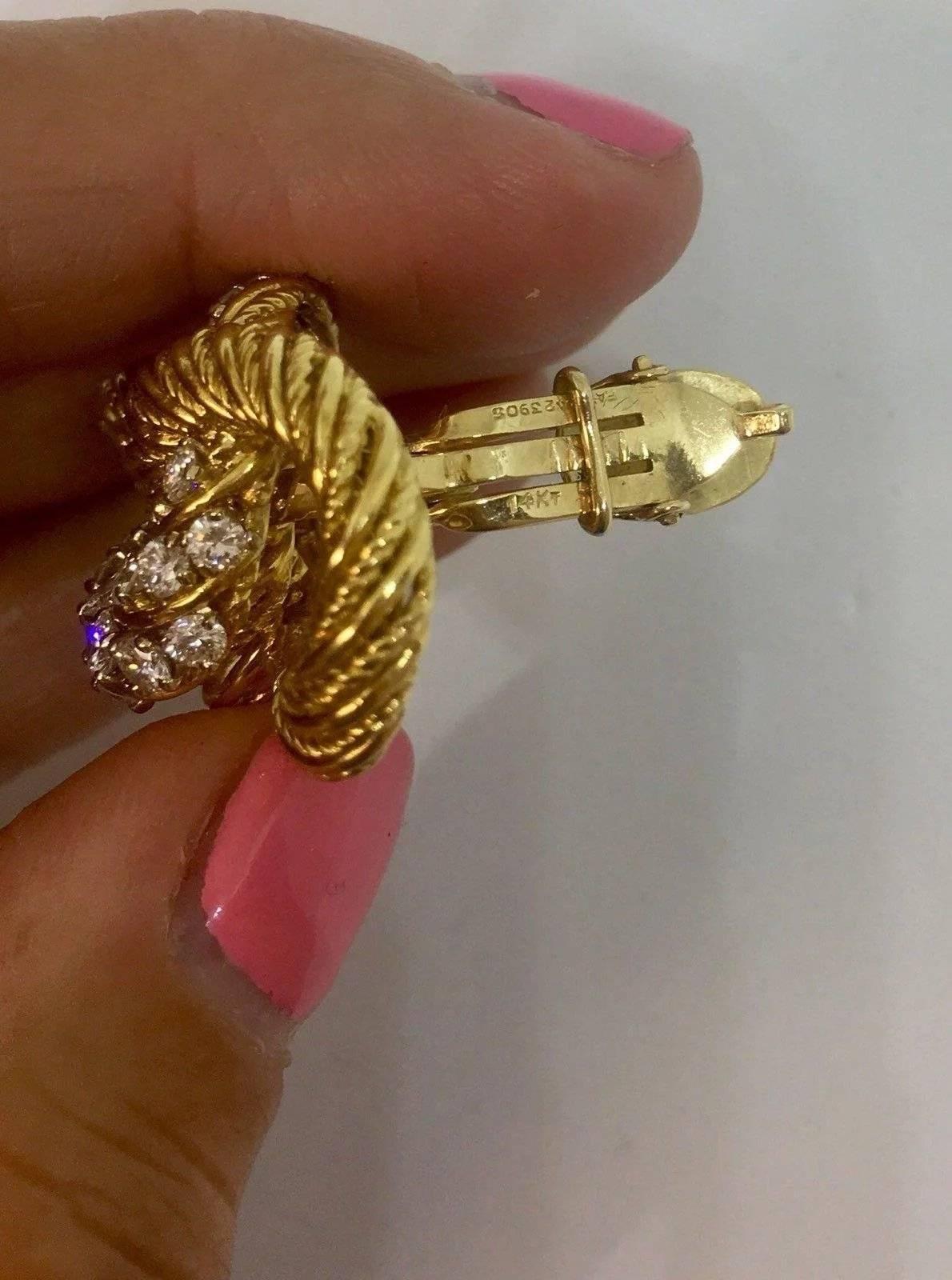 Retro George Schuler Tiffany & Co. Designer 18 Karat Gold 2.64 Carat G VS Earrings