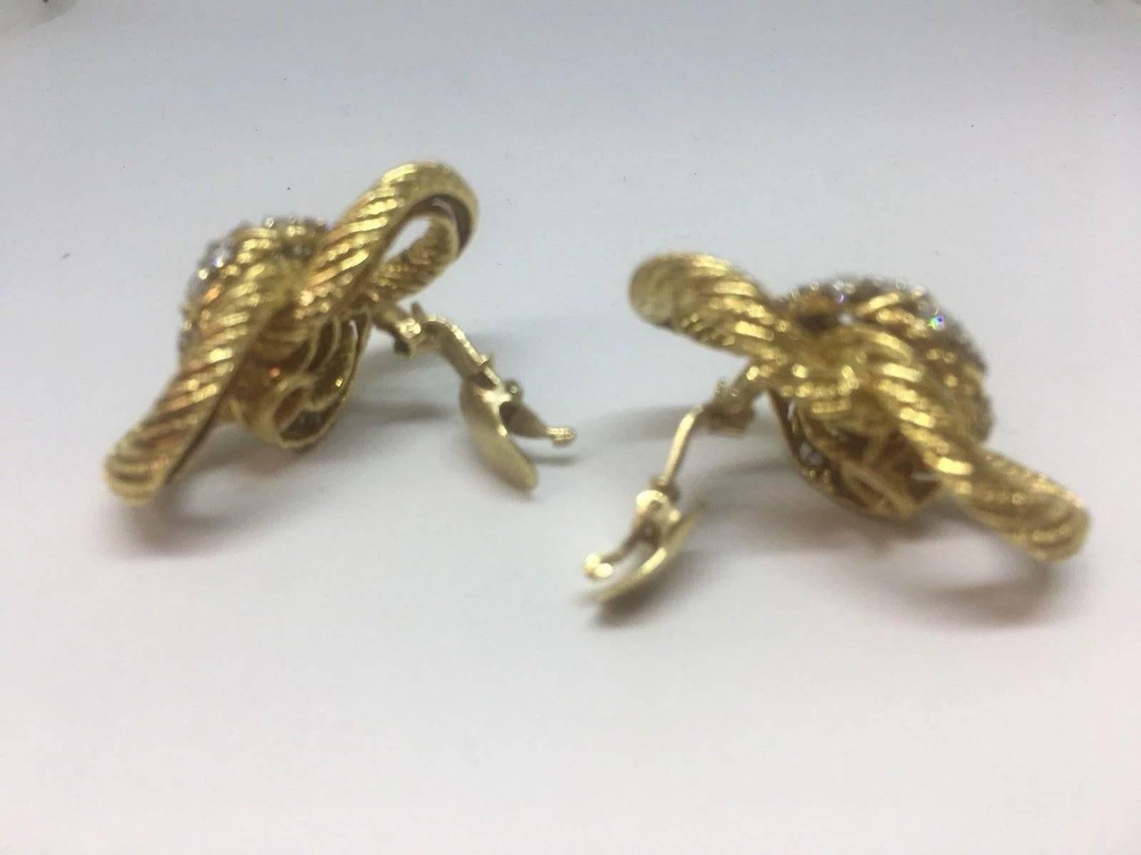 George Schuler Tiffany & Co. Designer 18 Karat Gold 2.64 Carat G VS Earrings In Excellent Condition In Shaker Heights, OH