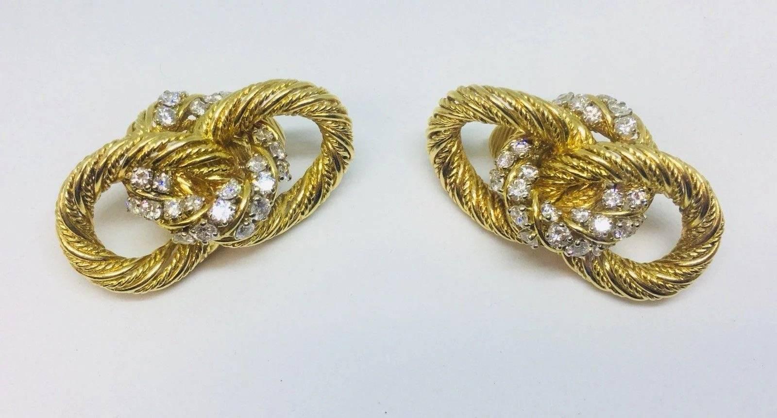 Women's George Schuler Tiffany & Co. Designer 18 Karat Gold 2.64 Carat G VS Earrings