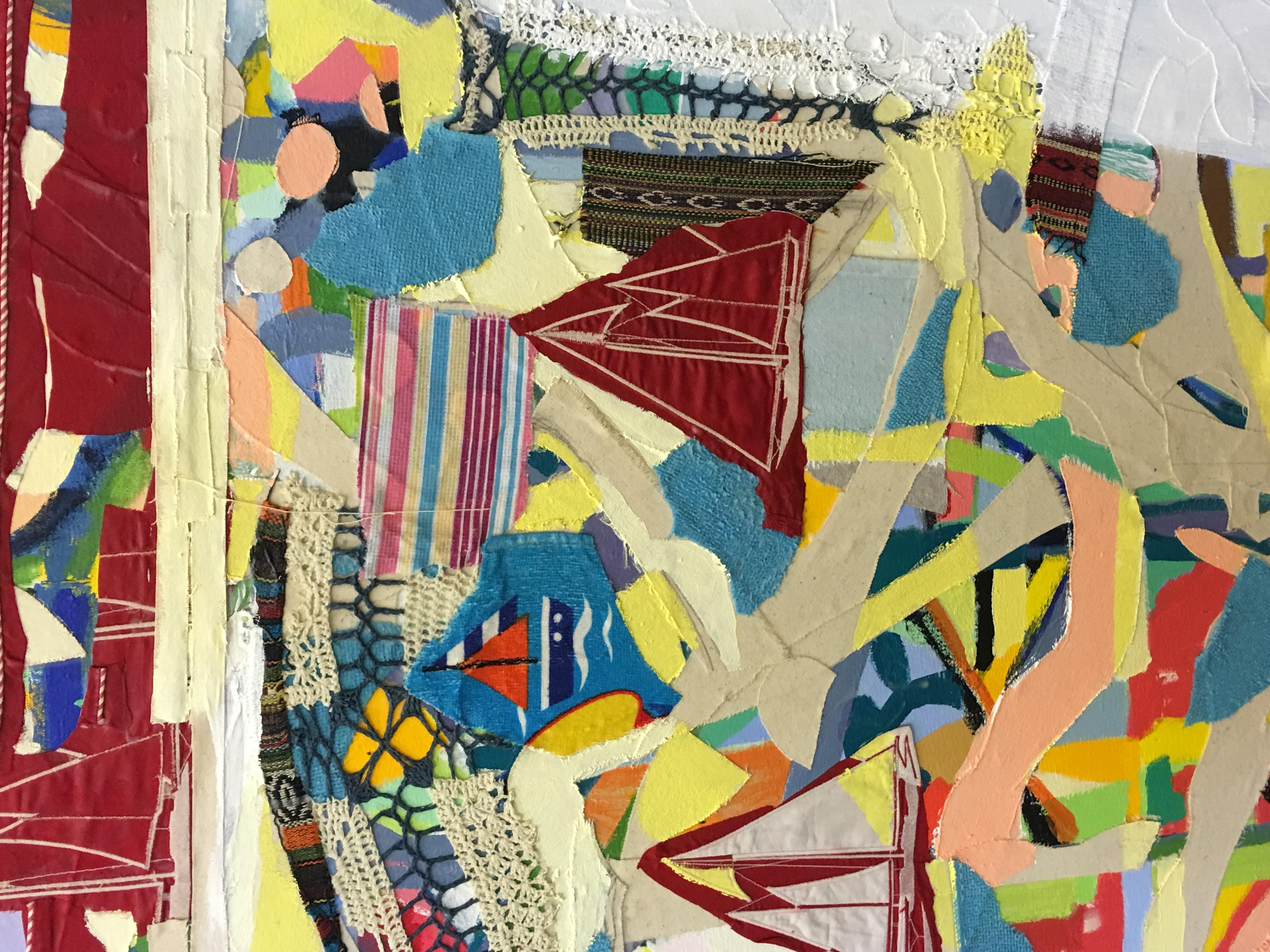 George Schulman's wildly exuberant, colorful and kinetic collage paintings take the viewer on a roller coaster ride in and out of the pictorial plane. Viewed from one perspective, they look like Candy Land-like maps of a fantasy place. 

Their