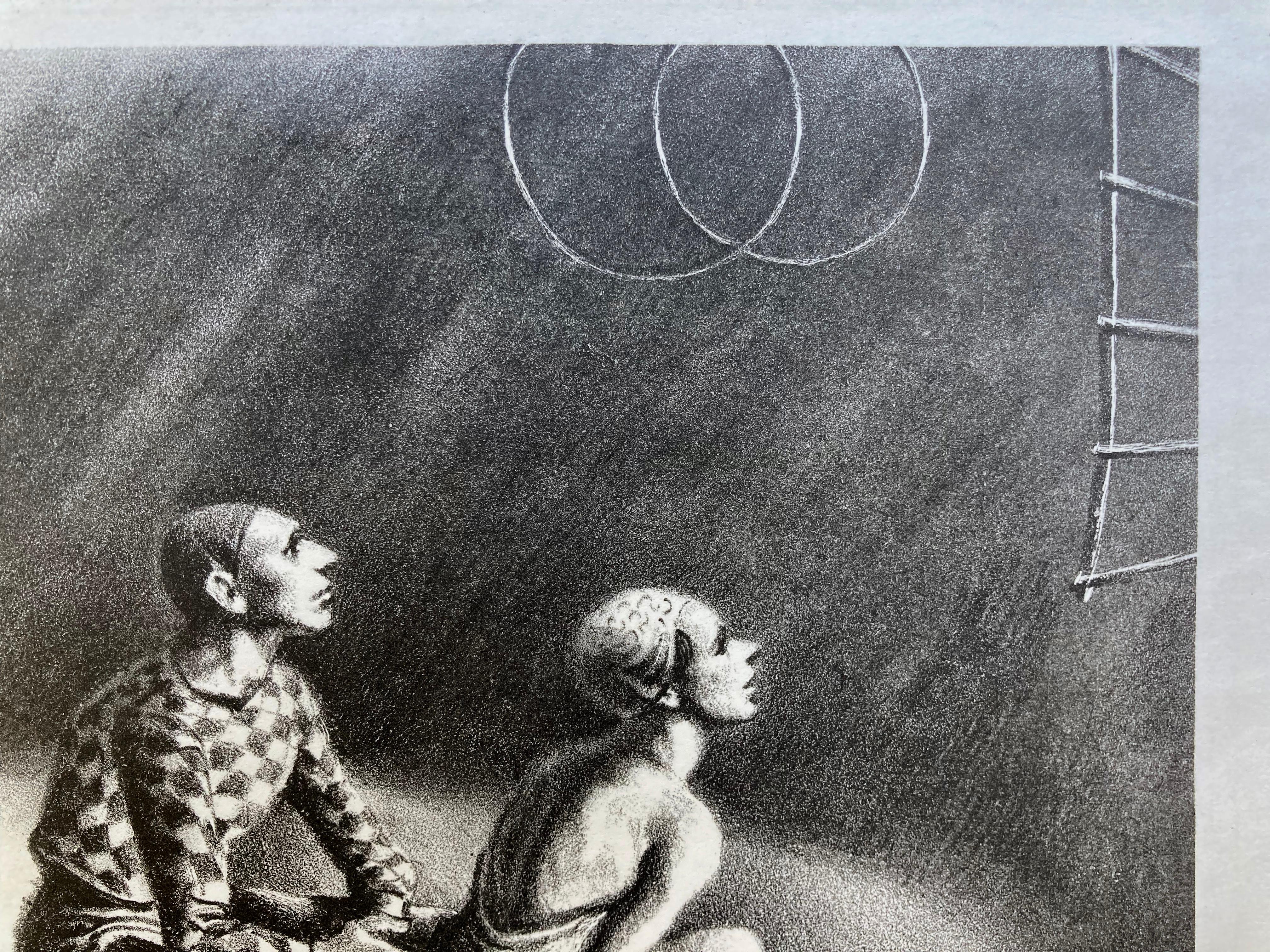 WITHOUT A NET - Black Figurative Print by George Scribner