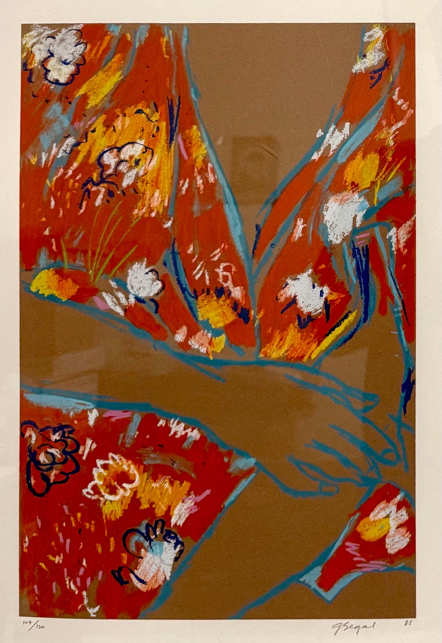 Amerikanische Pop Art George Segal Farbe Expressionist Lithographie Frau im roten Kimono im Angebot 1