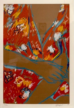 American Pop Art George Segal Color Expressionist Lithograph Woman in Red Kimono