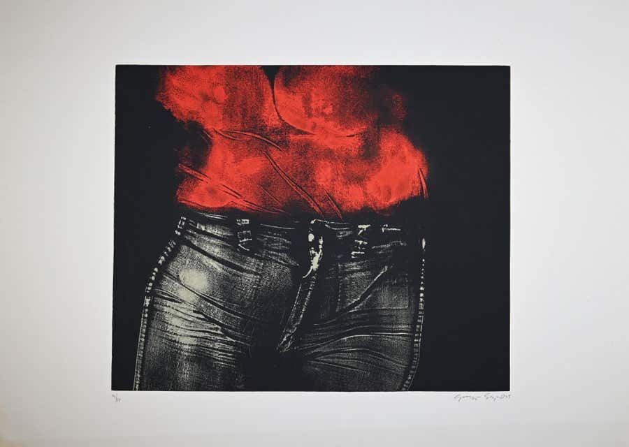 Girl in Bright Red Shirt - Etching by George Segal - 1976