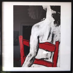 Chica sentada en una silla roja", de George Regal, Serigrafía sobre metal