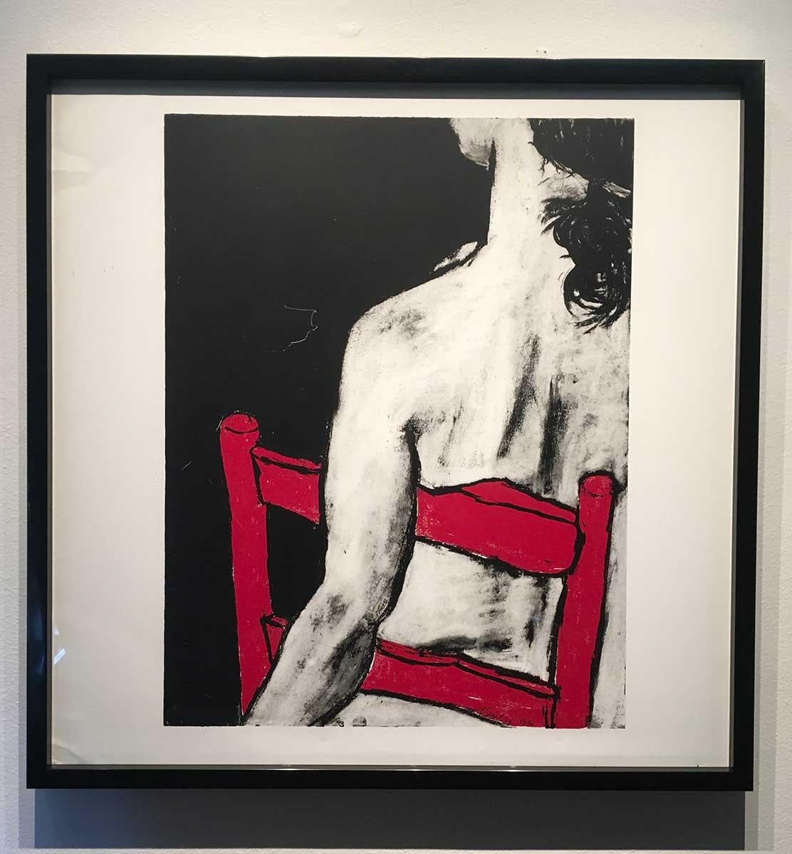 George Segal Figurative Print - 'Girl Seated on Red Chair', by George Regal, Screen Print on Metal