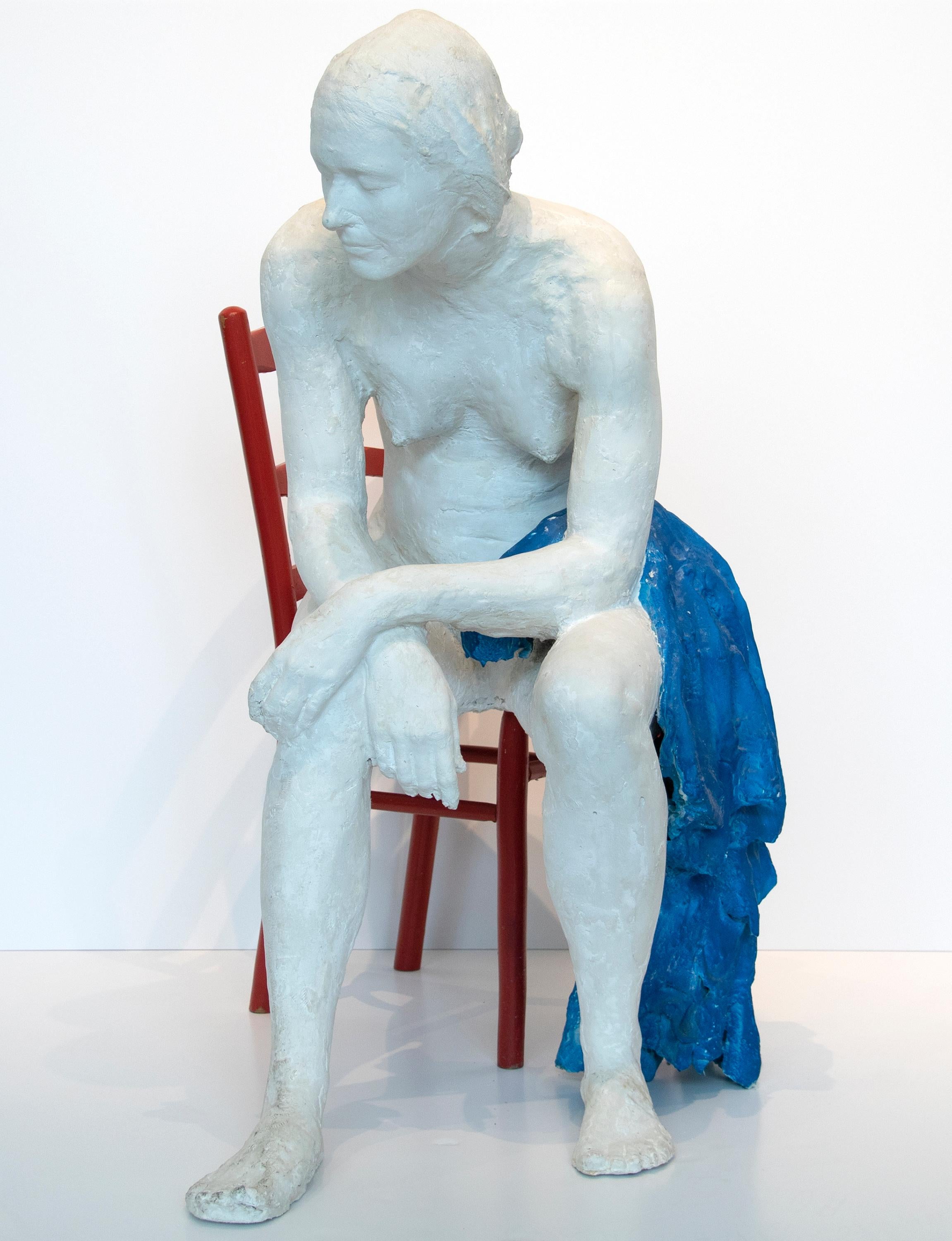 Girl on Red Chair - Pop Art Sculpture by George Segal