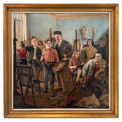 George SEHRING - Oil on canvas depicting an Art studio scene, circa 1930s–1940s.