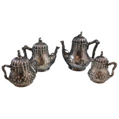 George Sharp Sterling Silver Tea Set 4 Pc with 3-D Cast Japanese Finials  #2264