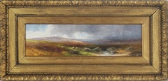 1870s Original Oil Landscape -- Dartmoor, Devon -- Moorland with Sheep