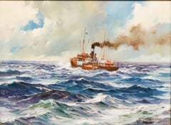 George Shaw (1929-1989) - Framed 20th Century Oil, Trawler in Heavy Seas