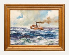George Shawe (1929-1989) - Olio del XX secolo incorniciato, Peschereccio in mare aperto