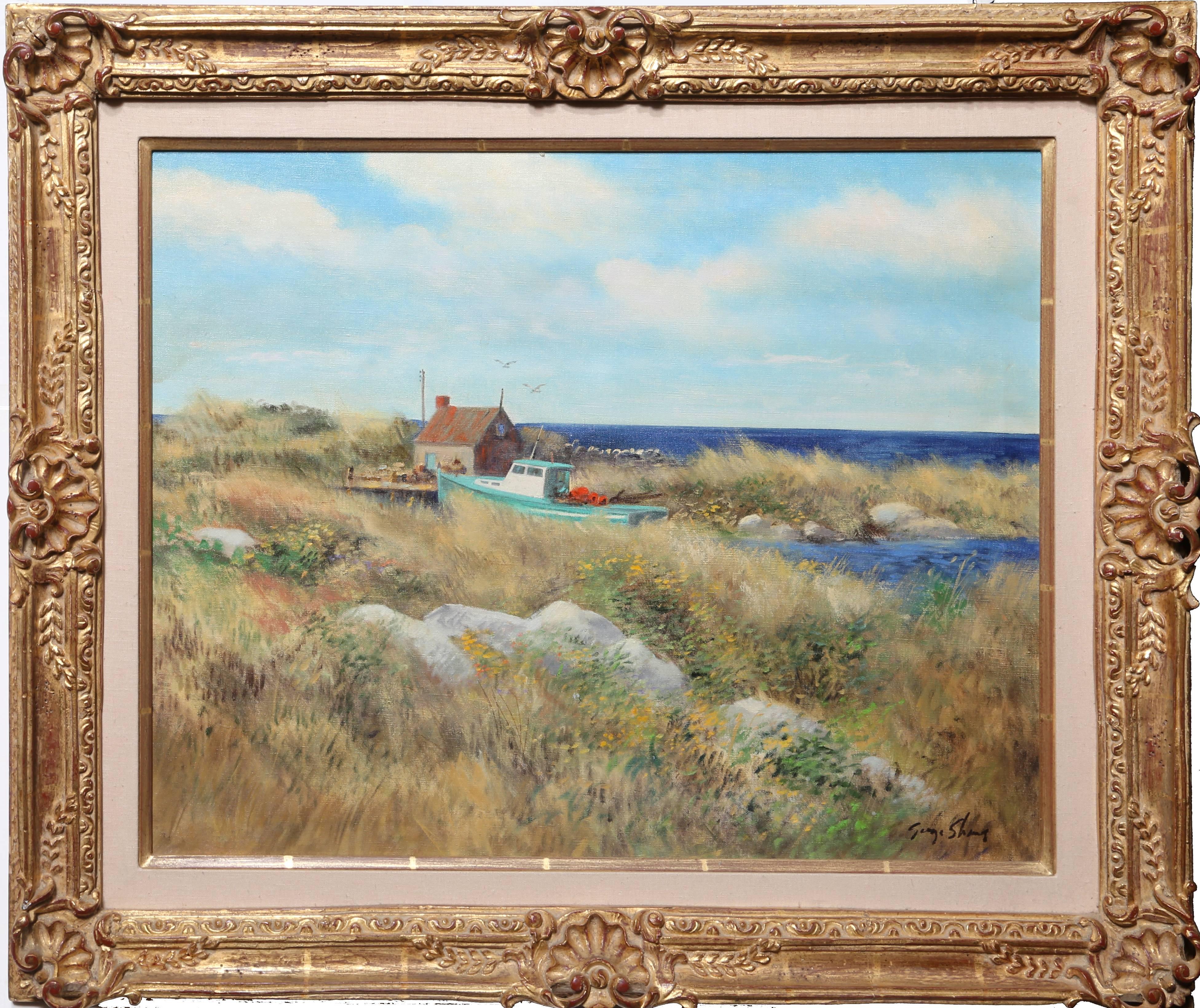 Artista: George Shawe, estadounidense (1915 - 1995)
Título Craig's Cove, Nueva Escocia
Técnica: Óleo sobre lienzo, firmado 
Tamaño: 60,96 cm x 76,2 cm (24 pulg. x 30 pulg.)
Tamaño del marco: 31,5 x 37,5 pulgadas