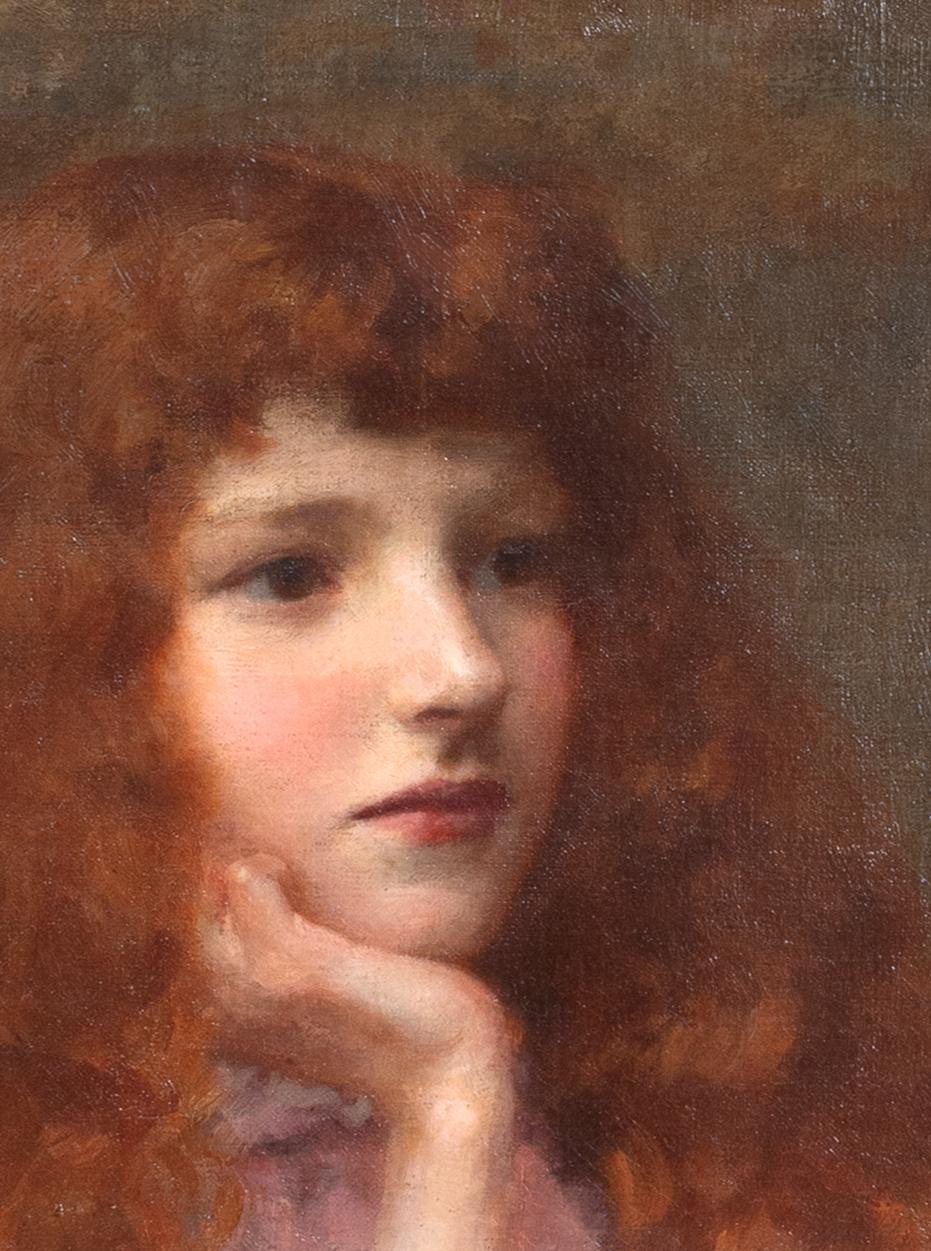 Portrait d'une jeune fille rousse en rose, 19e siècle  George Sheridan Knowles 4