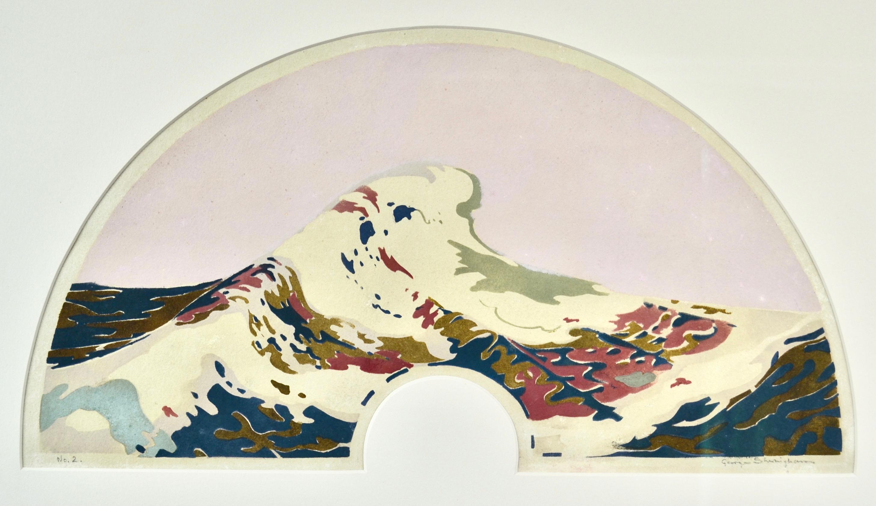 GEORGE SHERINGHAM
 (1884-1937)

Die Welle

Signiert und nummeriert 2
Schablonendruck mit 9 Platten, von der Künstlerin entworfen und geschnitten, fächerförmig

23 x 42 cm, 9 x 16 ½ Zoll.
(Rahmengröße 37,5 x 22 cm., 14 ¾ x 8 ¾ Zoll.)

Sheringham