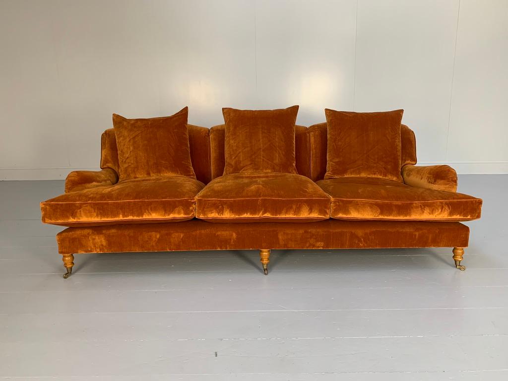 On offer on this occasion is possibly the last sofa you might ever need buy, it being a peerless, superb George Sherlock “Sherlock” Large 3-Seat, fixed-back sofa, dressed in a peerless, top-grade, thick-pile, plush Italian-velvet fabric in