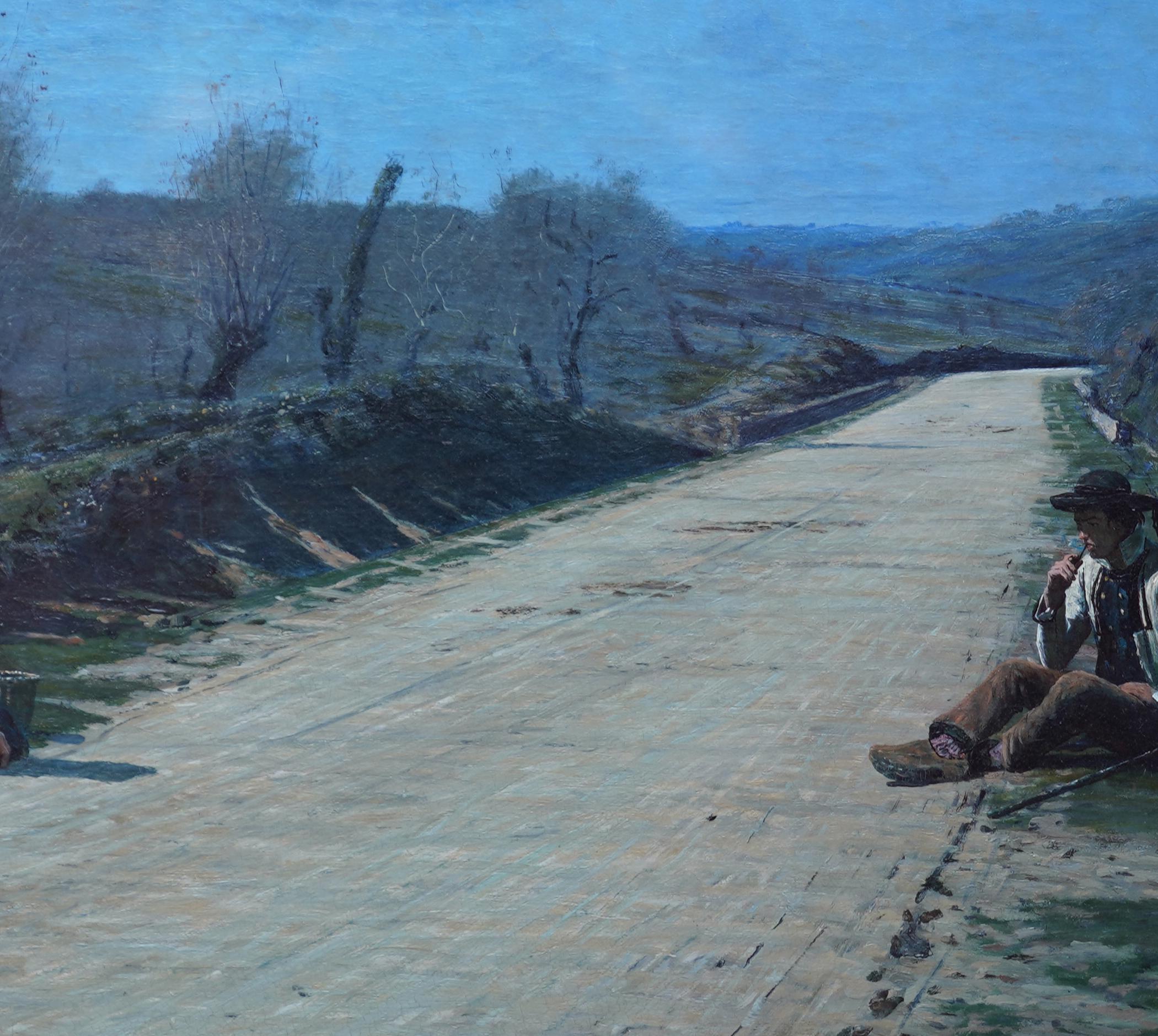 Breton Courtship -  British 19thC exhib art portrait landscape oil painting  For Sale 4
