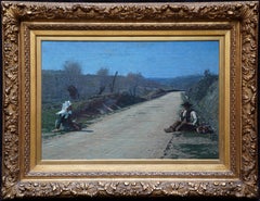 Breton Courtship -  British 19thC exhib art portrait landscape oil painting 