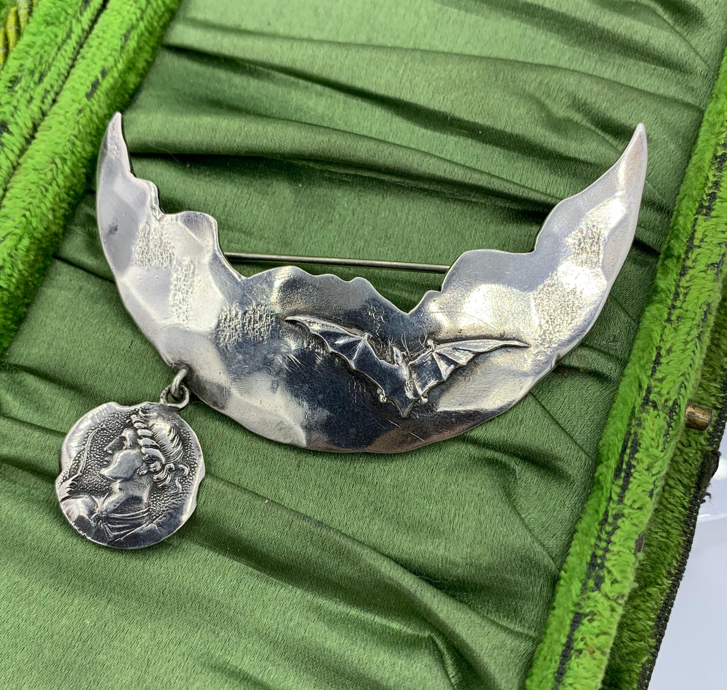 silver moon brooch
