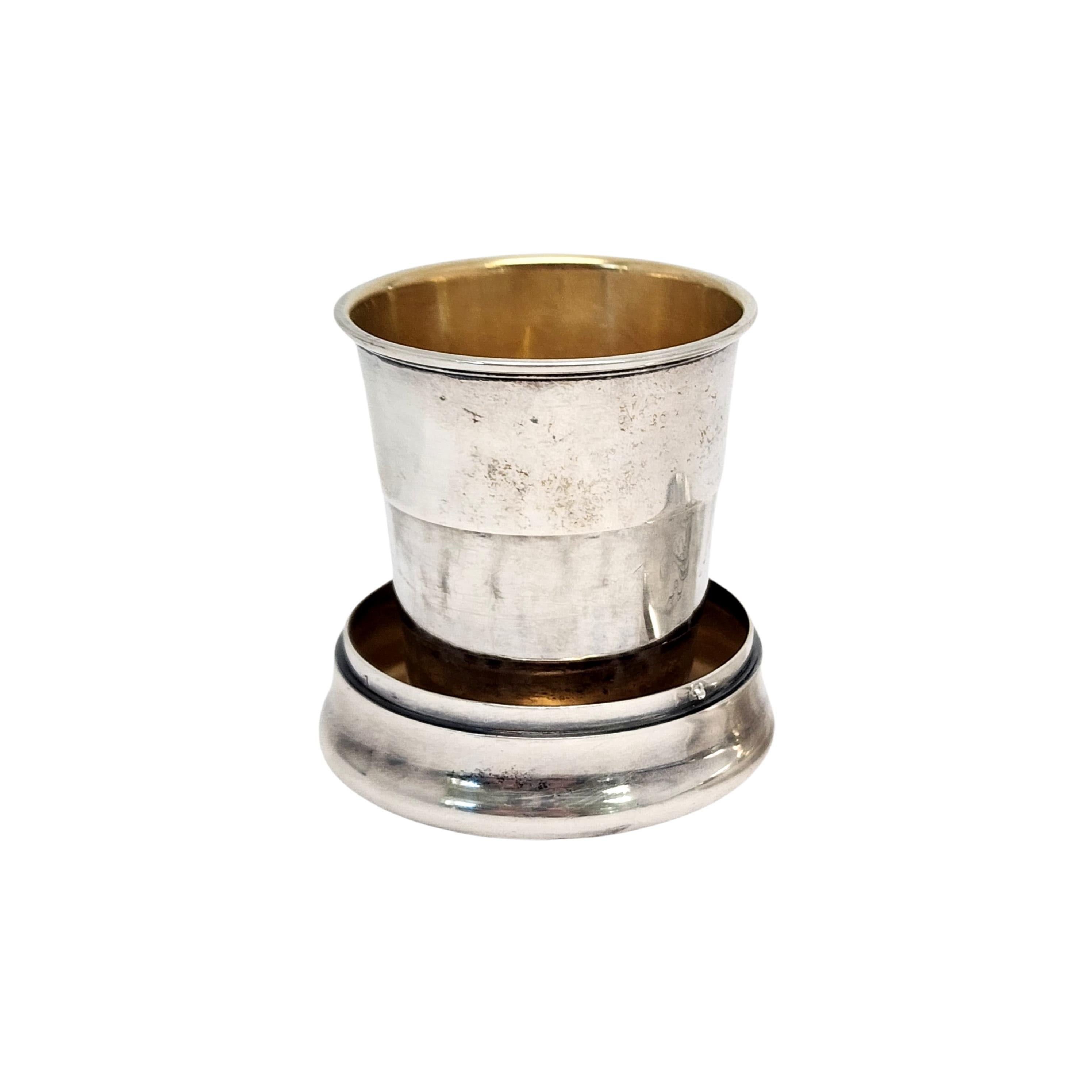 George Shiebler Sterling Silver Collapsible Travel Cup Gold Wash Interior 5