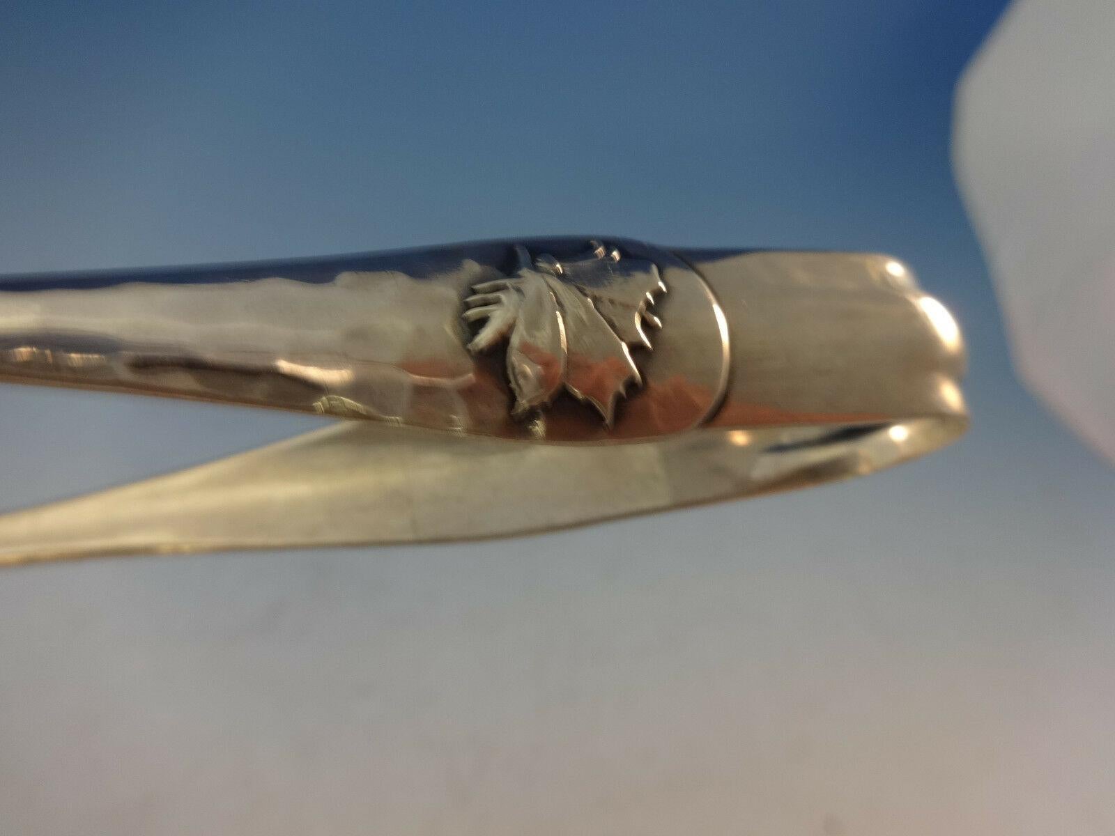 20th Century George Shiebler Sterling Silver Large Sugar Tong Applied Butterfly and Bat