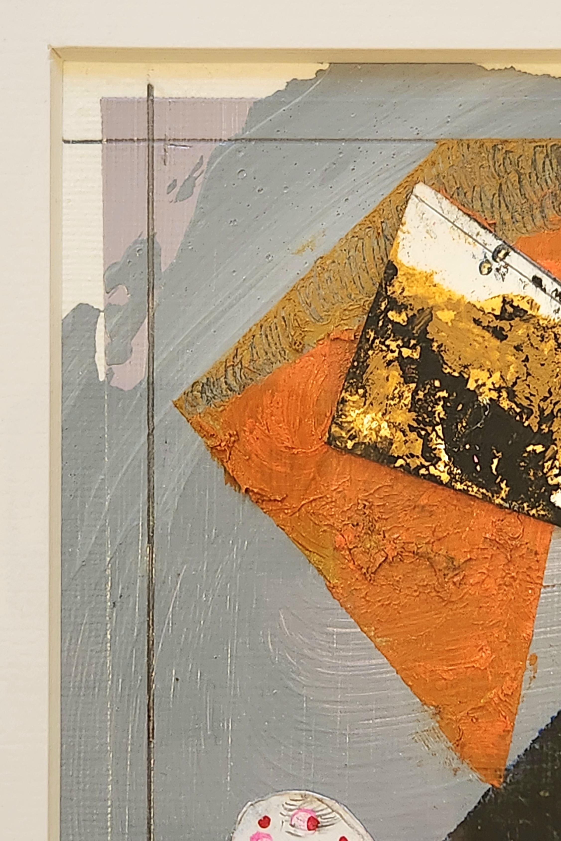 Serie di pietre miliari n. 3 -- Collage a tecnica mista - Abstract Drawing Beige di George Simmons