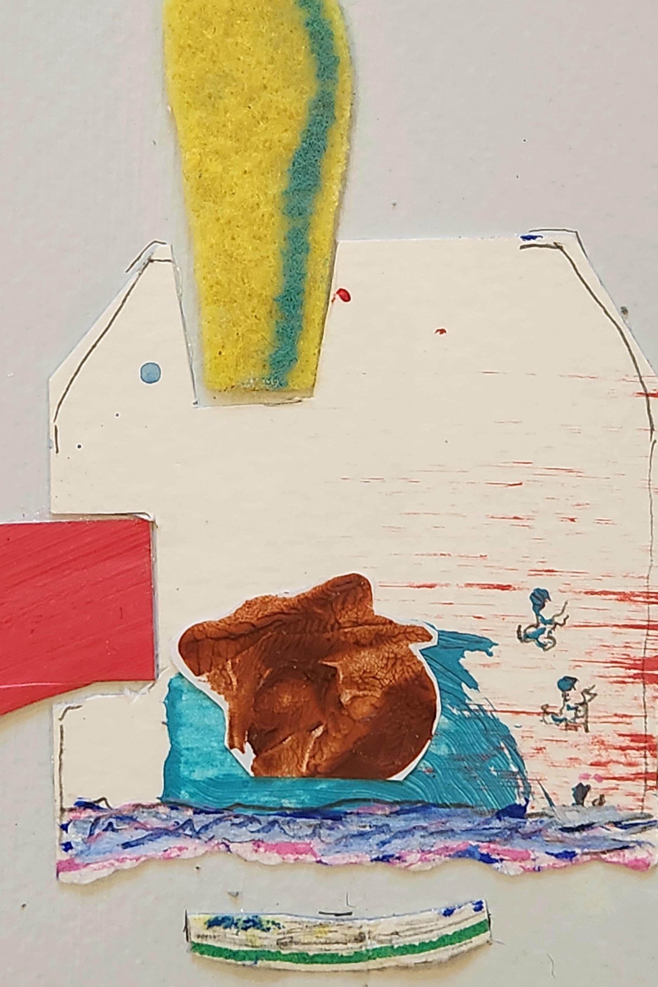 Serie di pietre miliari n. 4 -- Collage a tecnica mista - Abstract Painting Beige di George Simmons