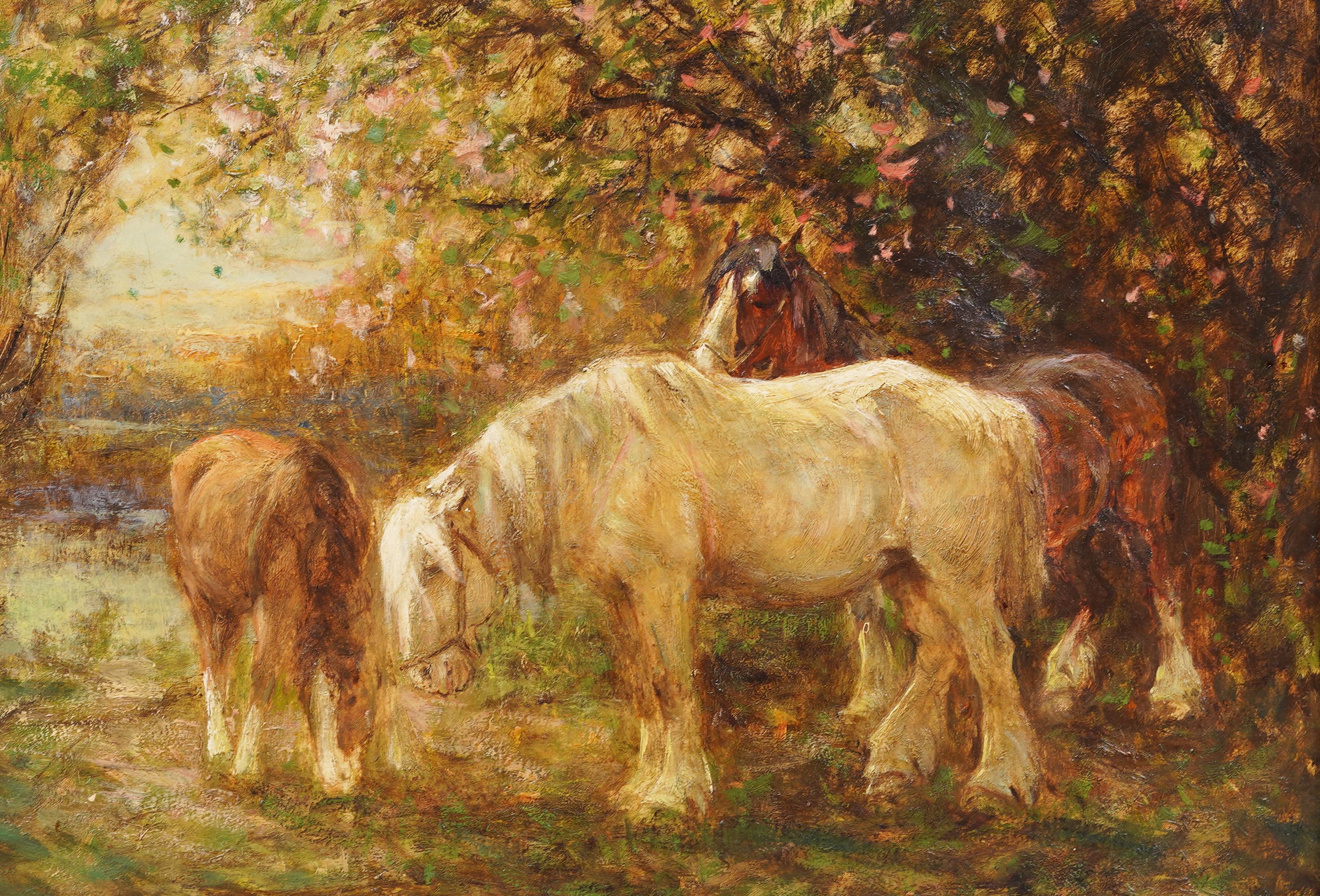 Sehr schön gemalte englische Pferdelandschaft des 19. Jahrhunderts von George Smith (1870 - 1934).  Öl auf Leinwand. Unterschrieben.  Hübsch gerahmt. 