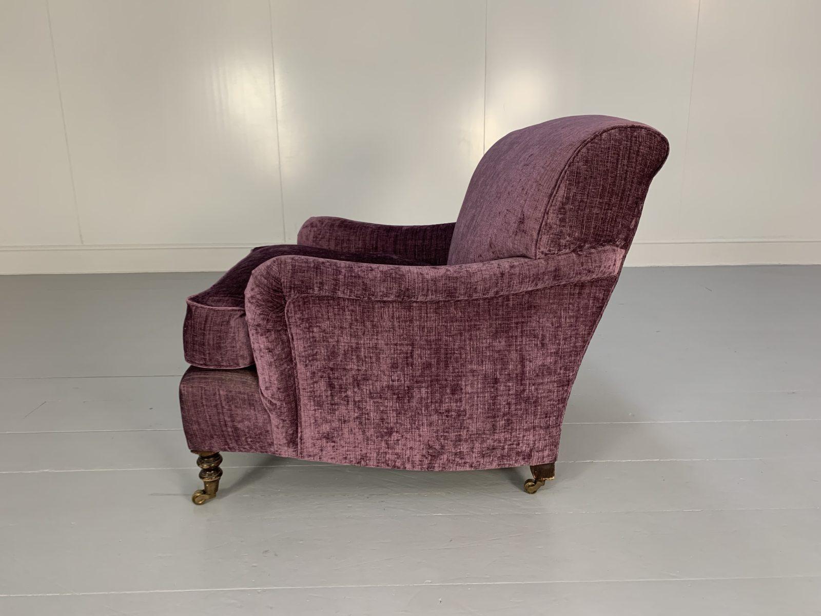 George Smith Armchair & Run-Up, Medium Signature “Standard-Arm”–Purple Chenille 2