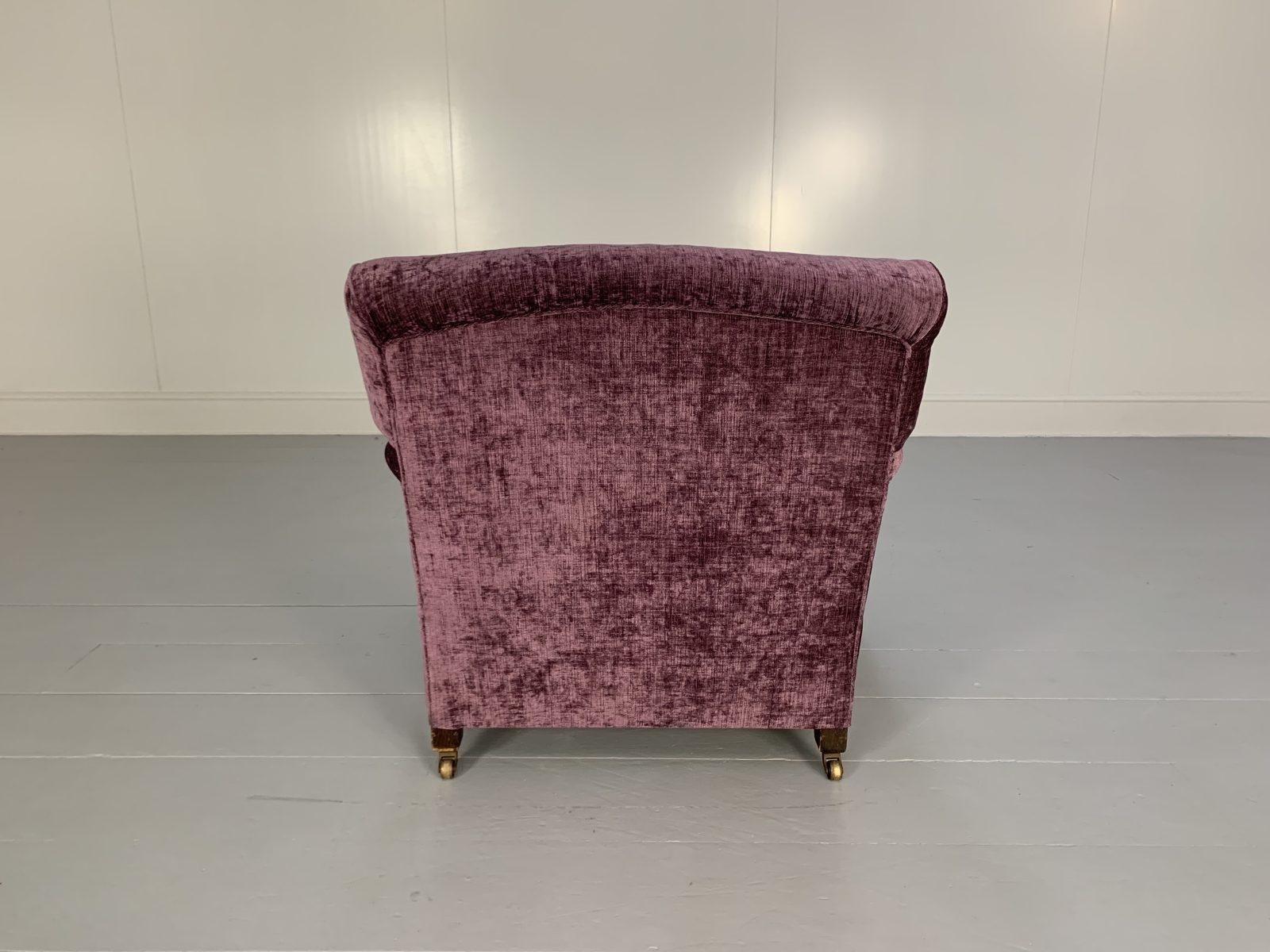 George Smith Armchair & Run-Up, Medium Signature “Standard-Arm”–Purple Chenille 4