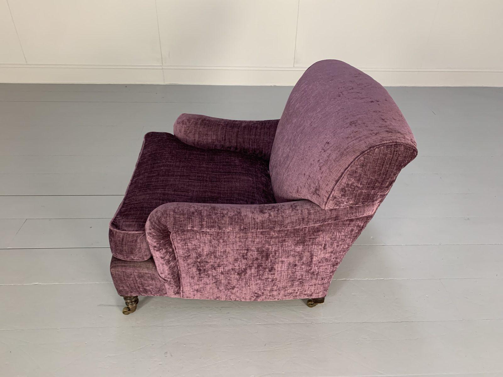 George Smith Armchair & Run-Up, Medium Signature “Standard-Arm”–Purple Chenille 5