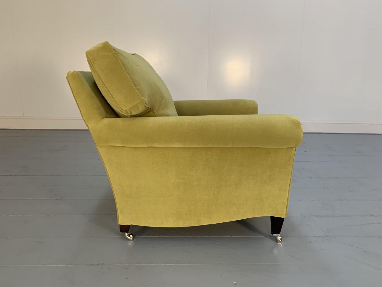 Contemporary George Smith Armchair Signature “Full Scroll-Arm” in Yellow Velvet