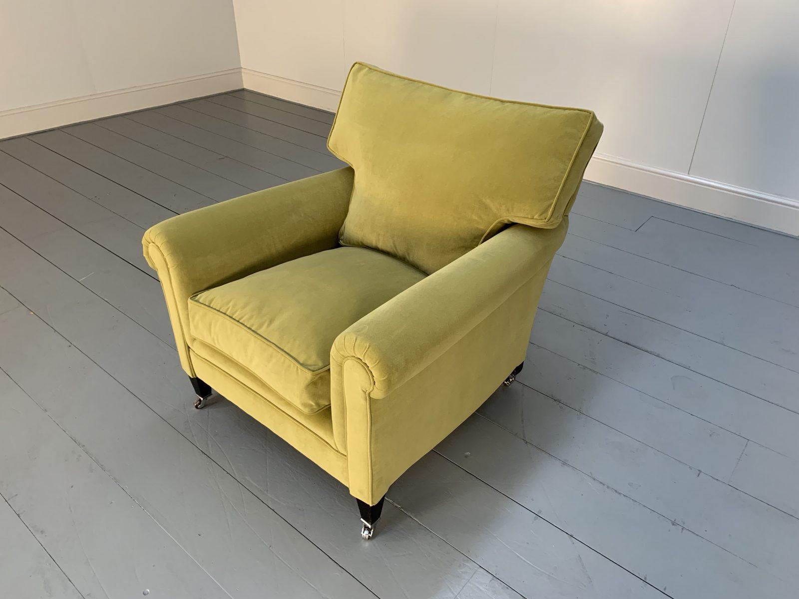 George Smith Armchair Signature “Full Scroll-Arm” in Yellow Velvet 3