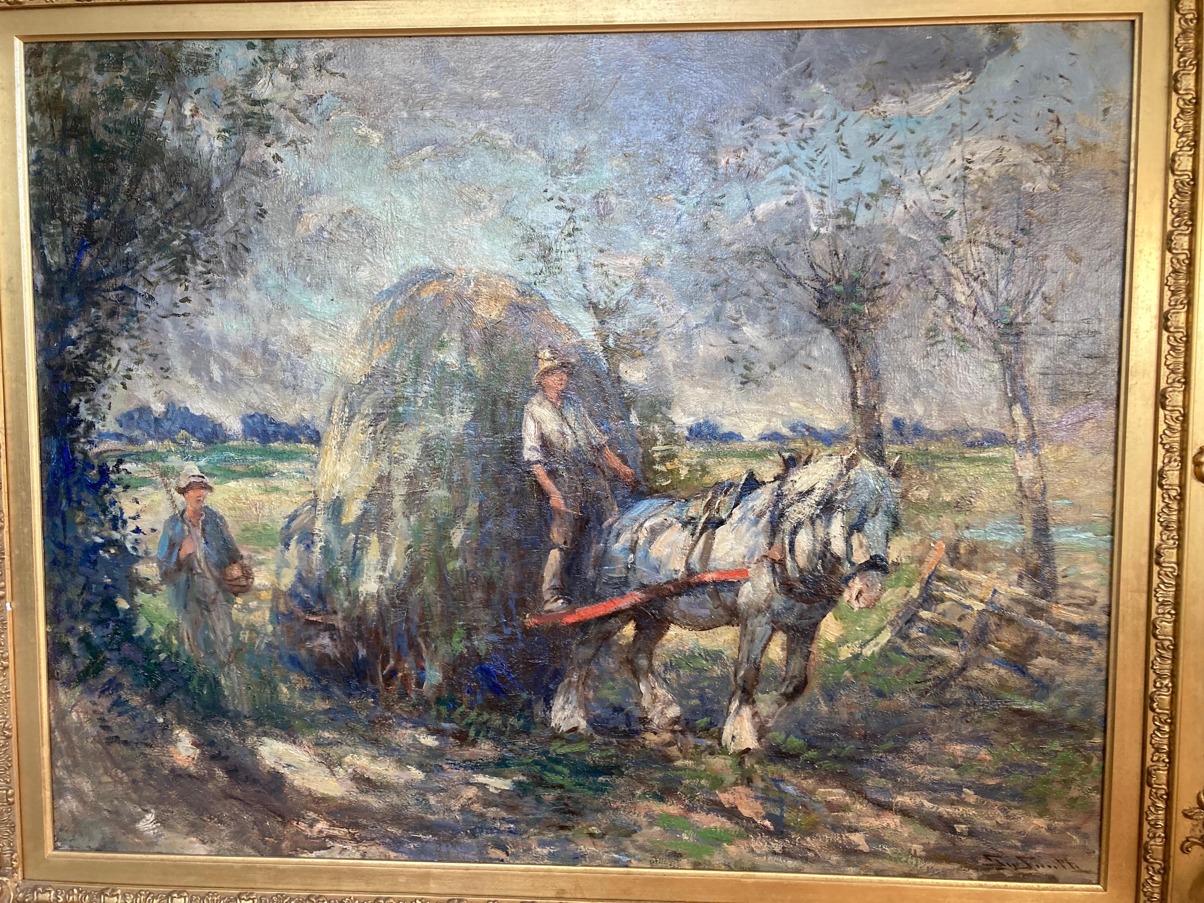 George Smith, Large Scottish Impressionist scene, Heavy horse at harvest time 7