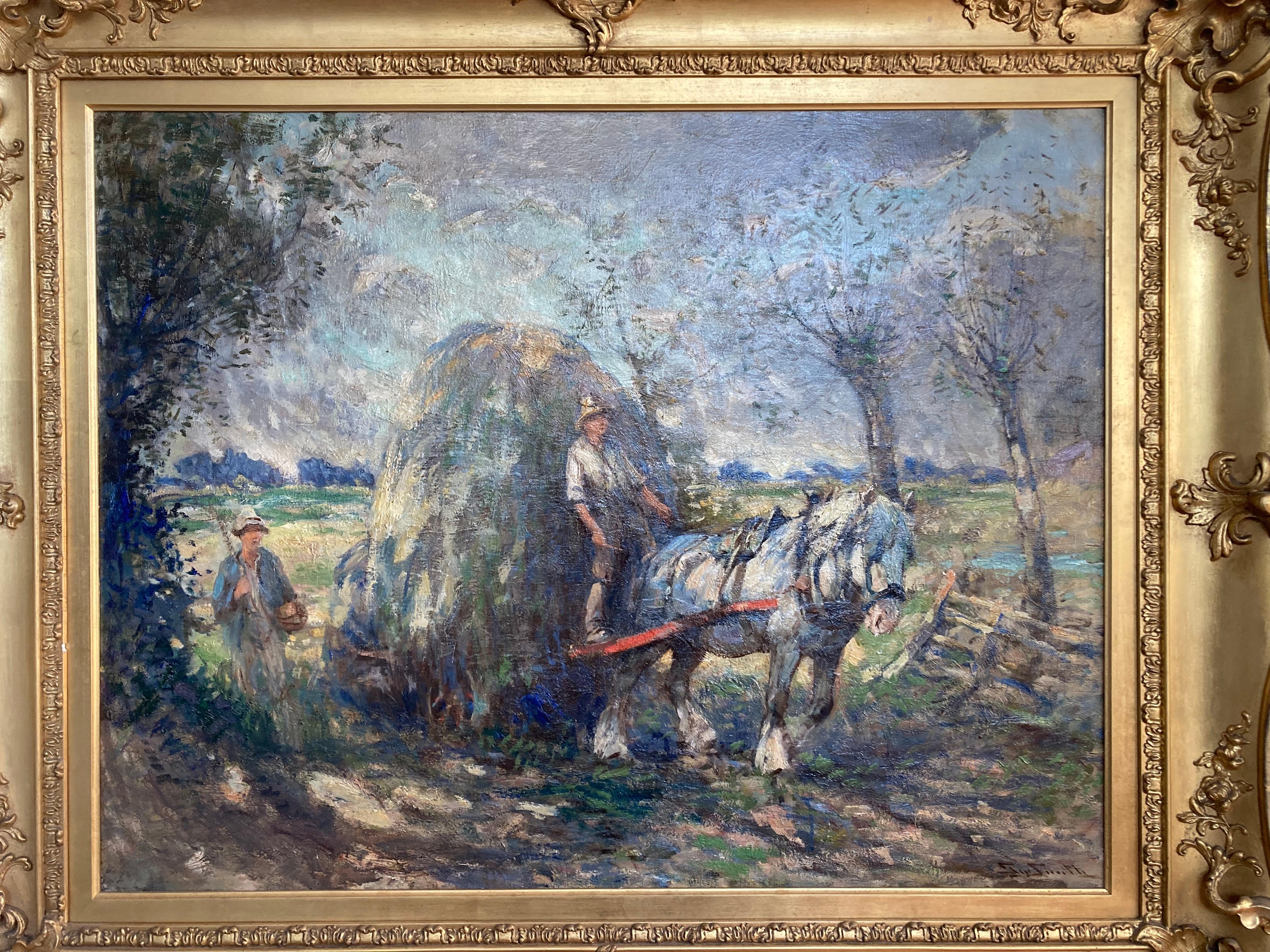 George Smith, Large Scottish Impressionist scene, Heavy horse at harvest time 8