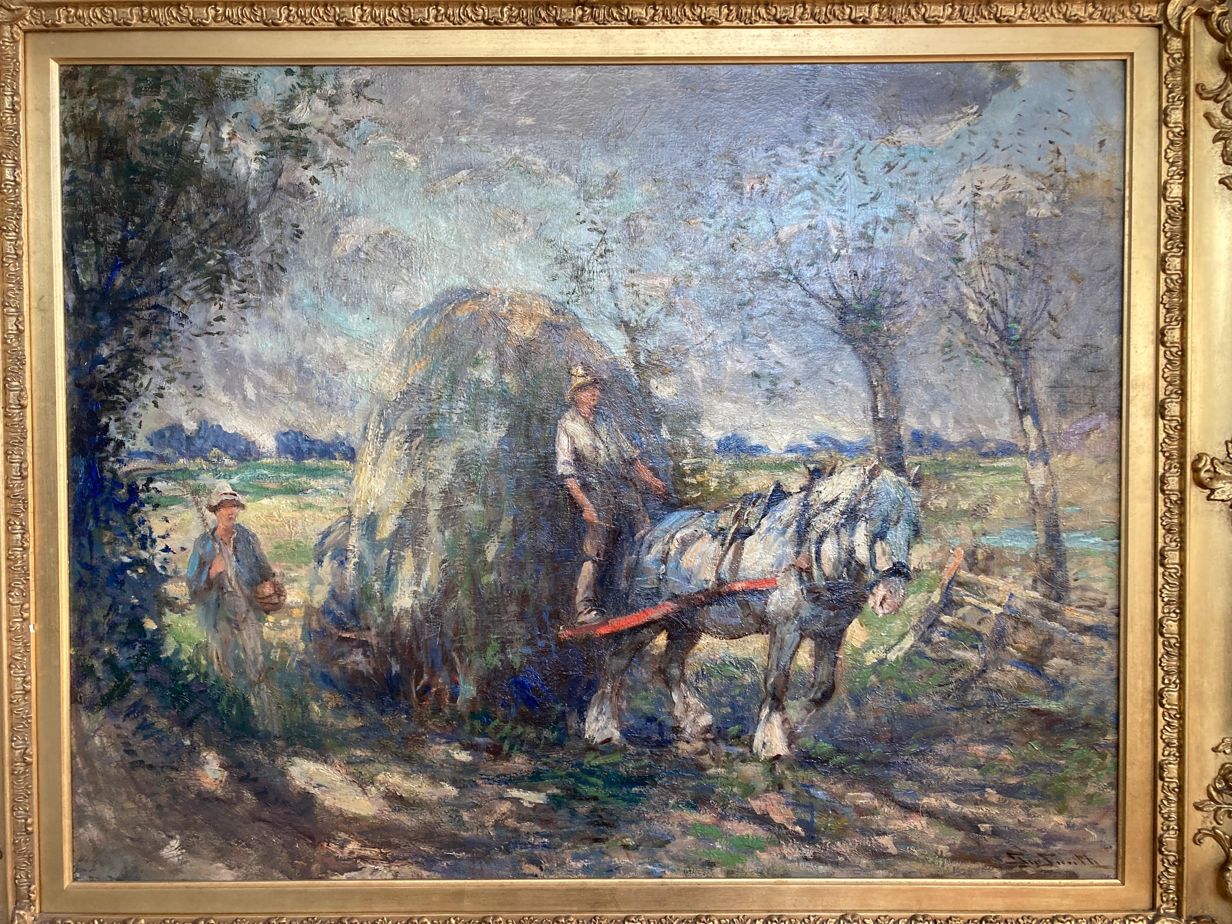 George Smith, Large Scottish Impressionist scene, Heavy horse at harvest time 10