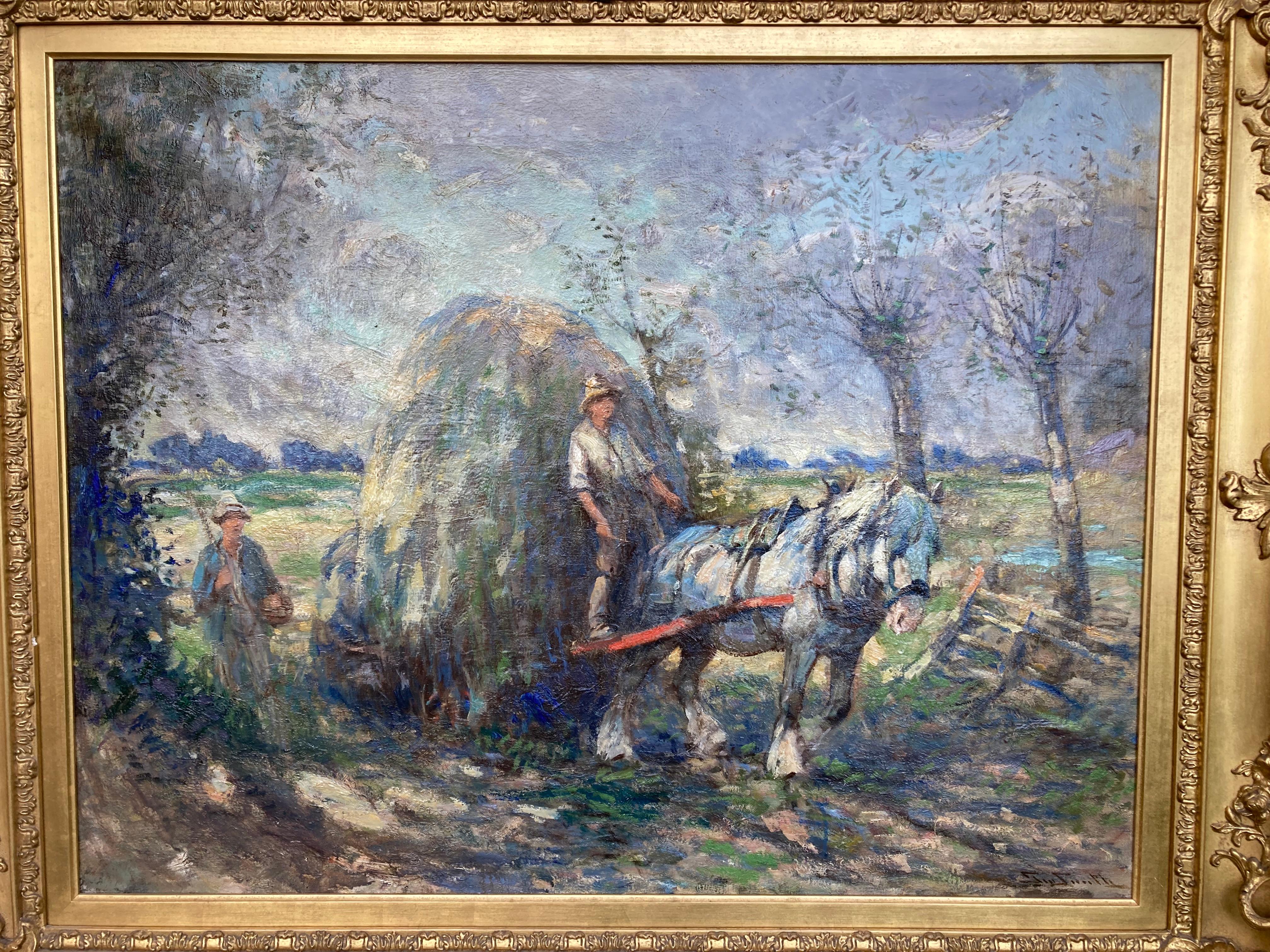 George Smith, Large Scottish Impressionist scene, Heavy horse at harvest time 11