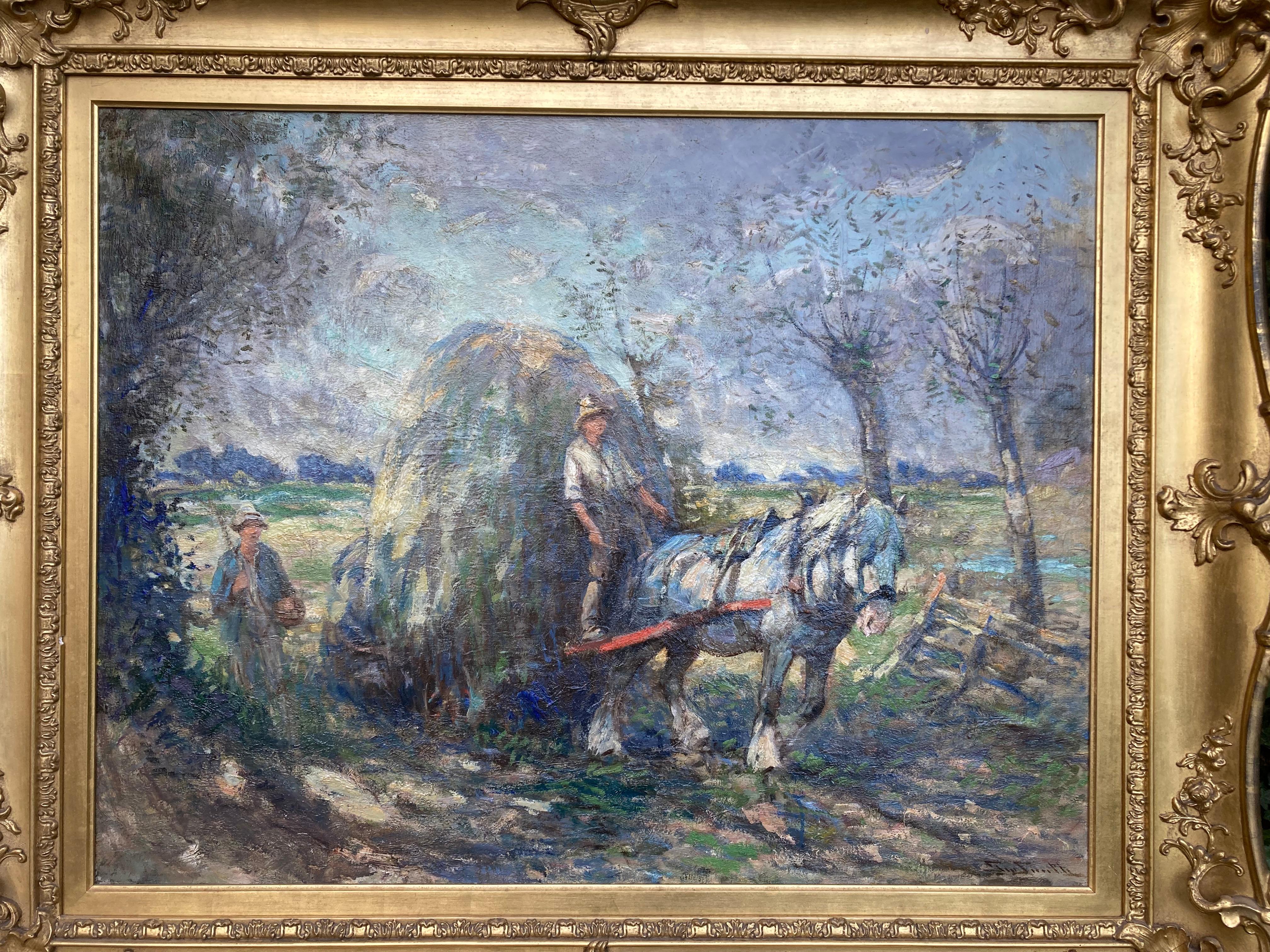 George Smith, Large Scottish Impressionist scene, Heavy horse at harvest time 12