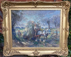 George Smith, Large Scottish Impressionist scene, Heavy horse at harvest time