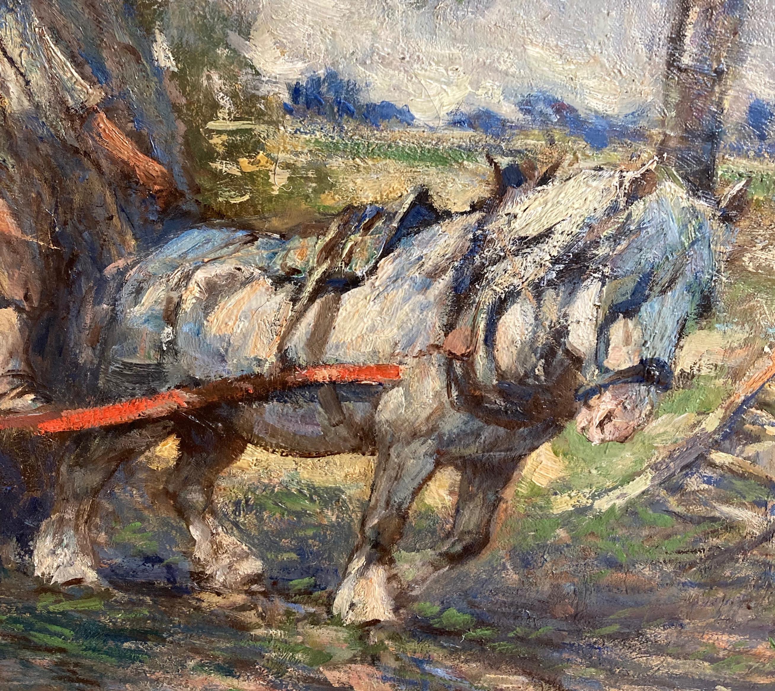 George Smith, Large Scottish Impressionist scene, Heavy horse at harvest time 2