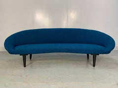 George Smith "Bean" 4-Seat Sofa by Tom Dixon in Mid-Blue Bute "Tiree" Boucle