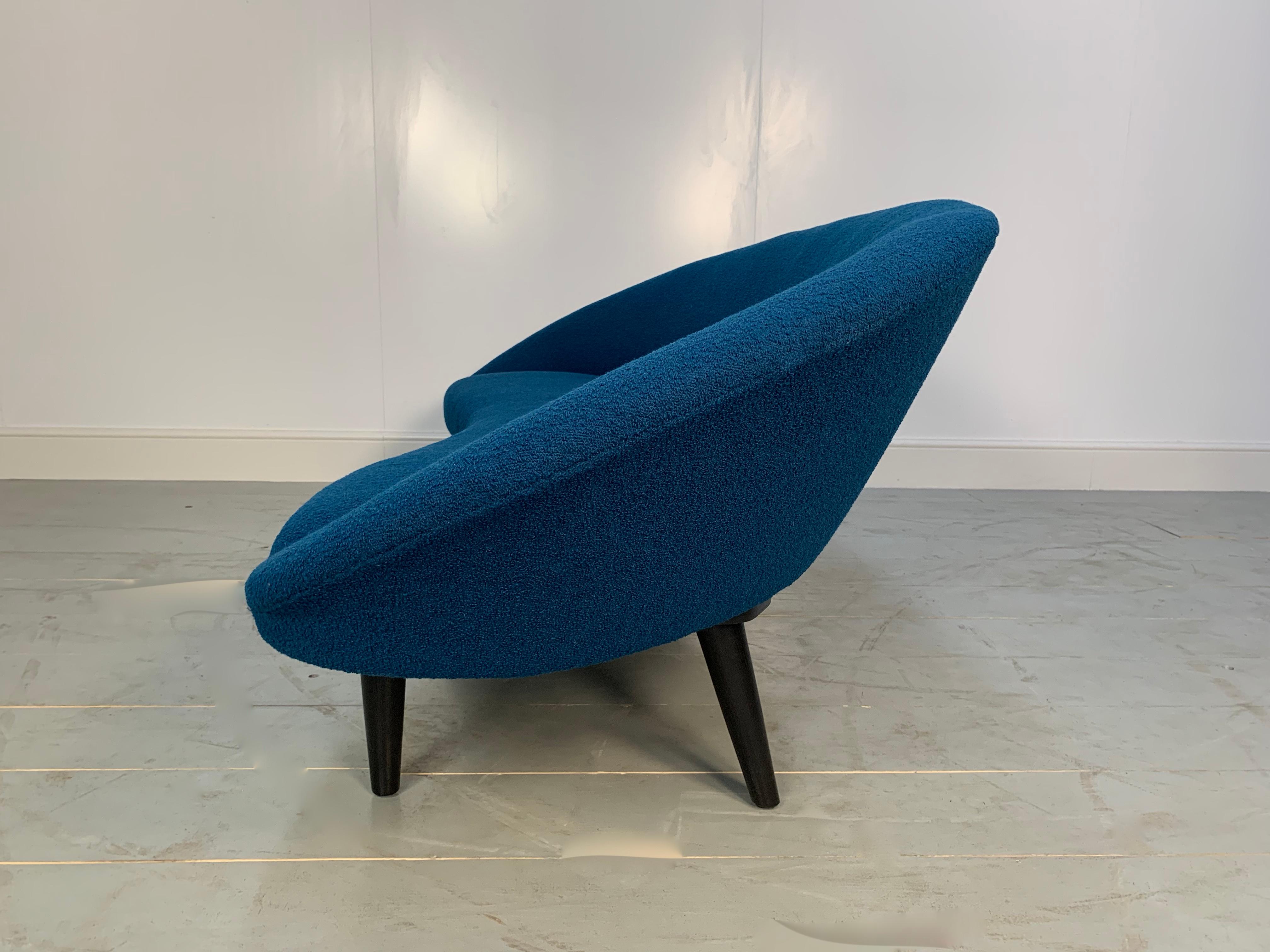 blue boucle sofa