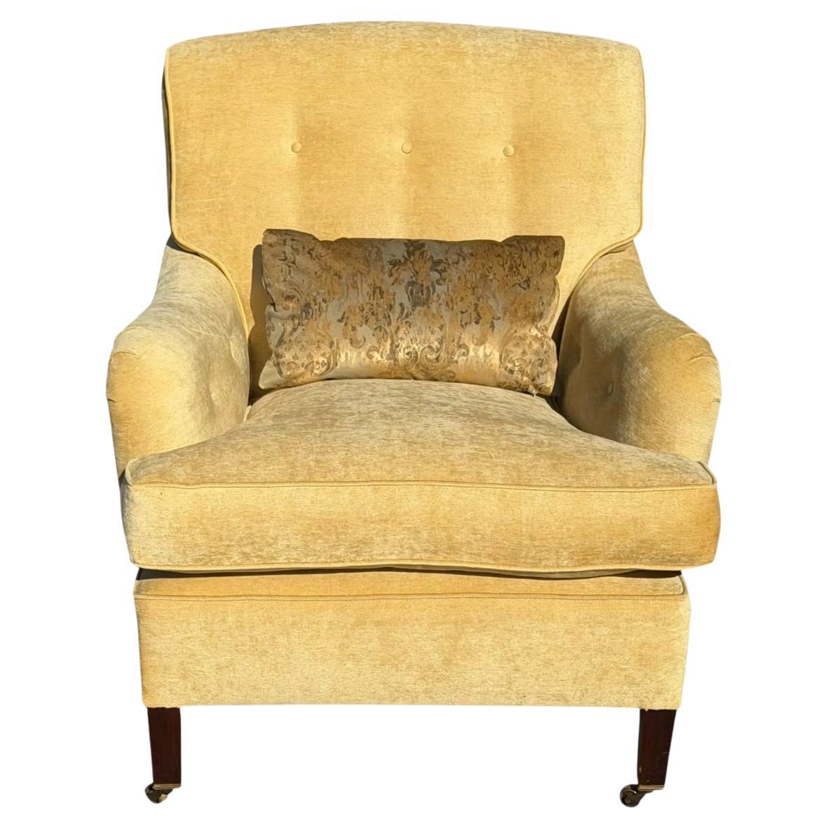 George Smith Beige Linen Upholstered Roll Arm Club Chair - 1 of 2 For Sale