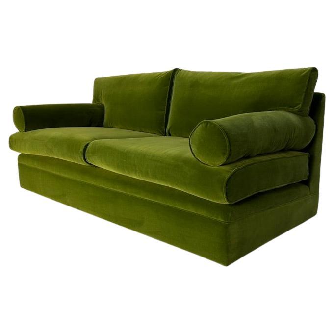 George Smith „Bolster“ 2,5-Sitz-Sofa aus grünem italienischem Samt