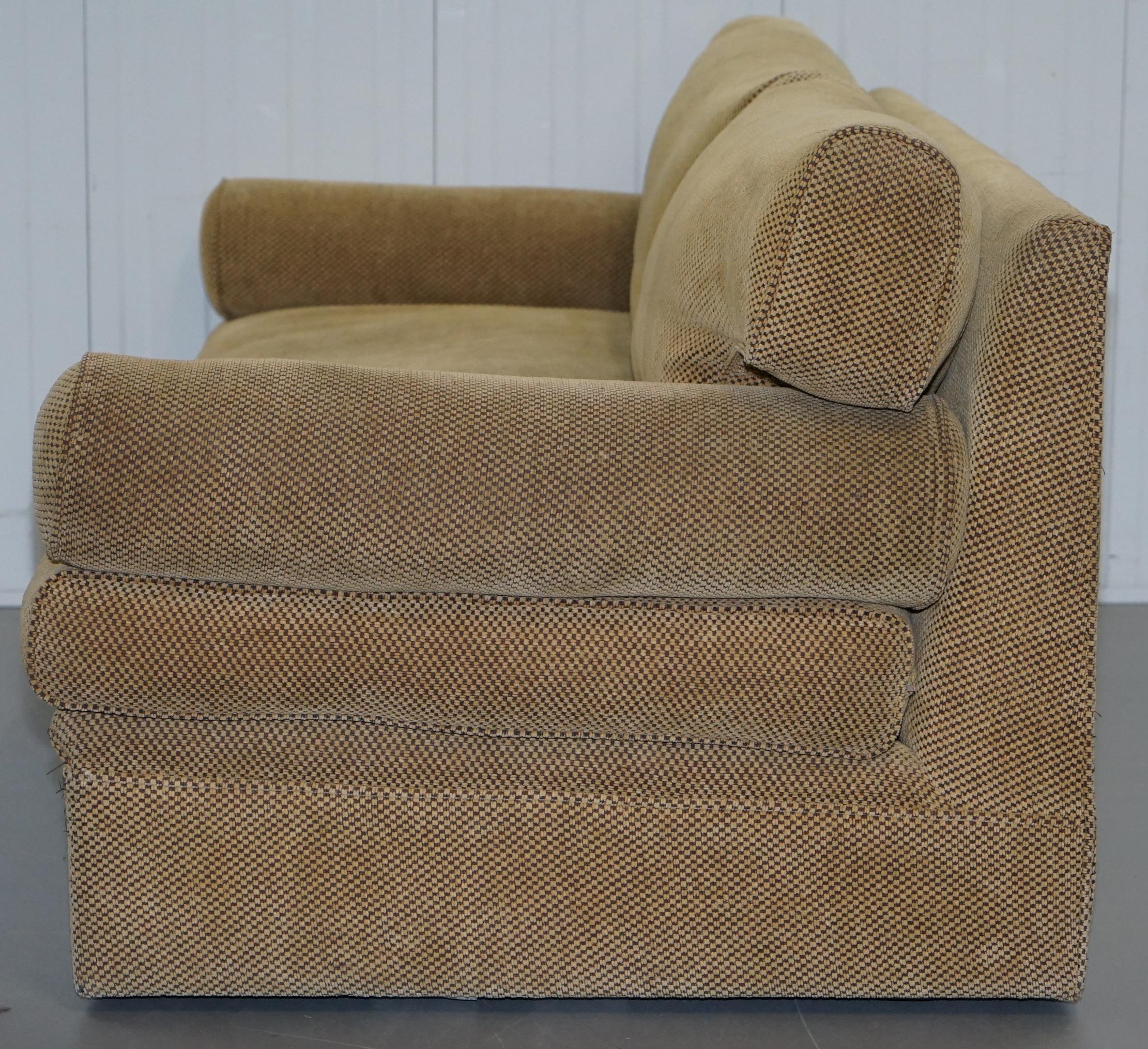 George Smith Bolster Three-Seat Sofa Feather Filled Cushions Stamped 6