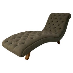 George Smith “Brewster” Chaise Sofa in Grey Linen Fabric
