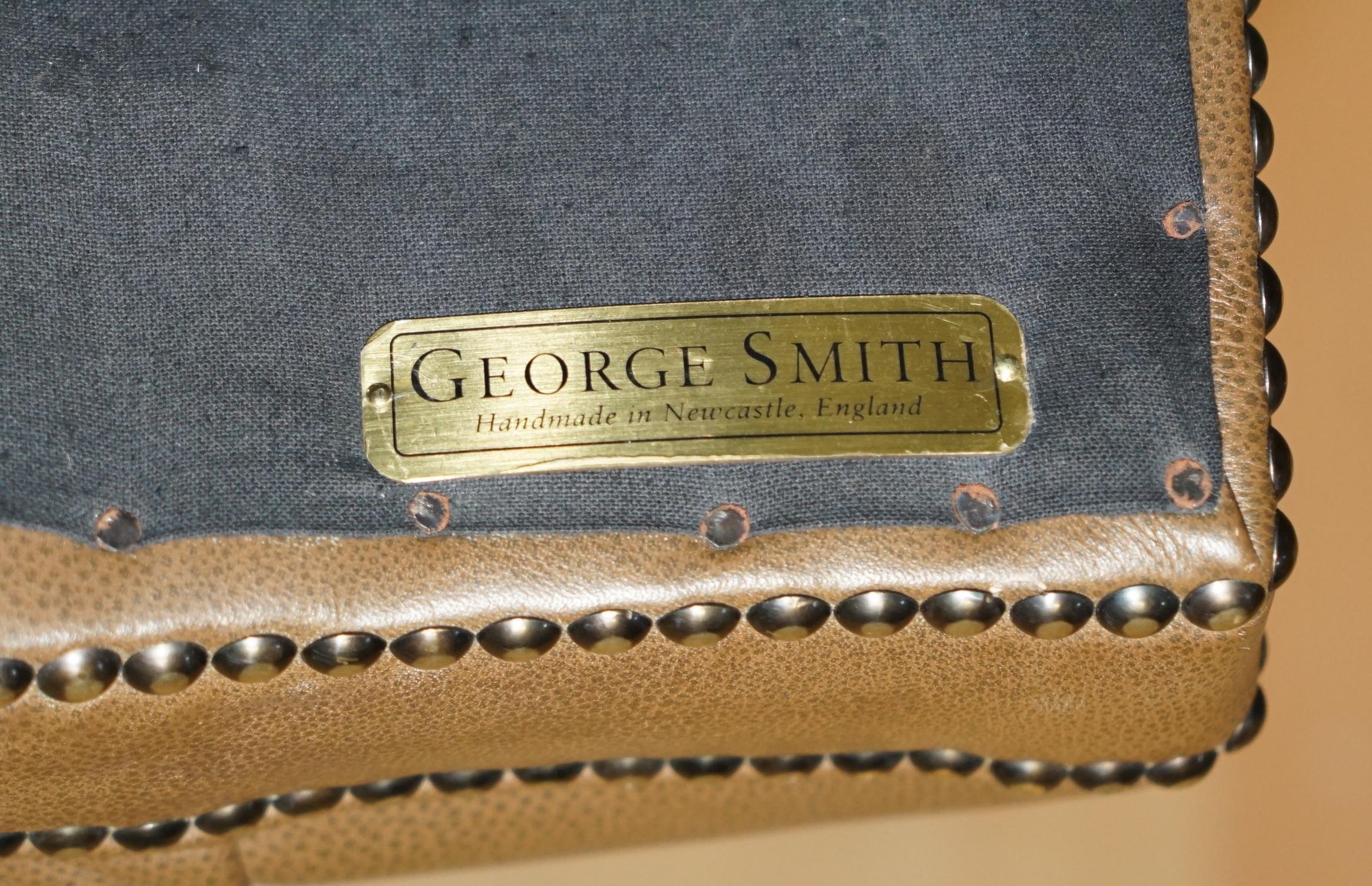 GEORGE SMITH BROWN LEATHER CHESTERFIELD TUFTED CAPTAiNS CHAIR For Sale 10