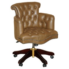 GEORGE SMITH BROWN LEATHER CHESTERFIELD TUFTED CAPTAiNS CHAIR