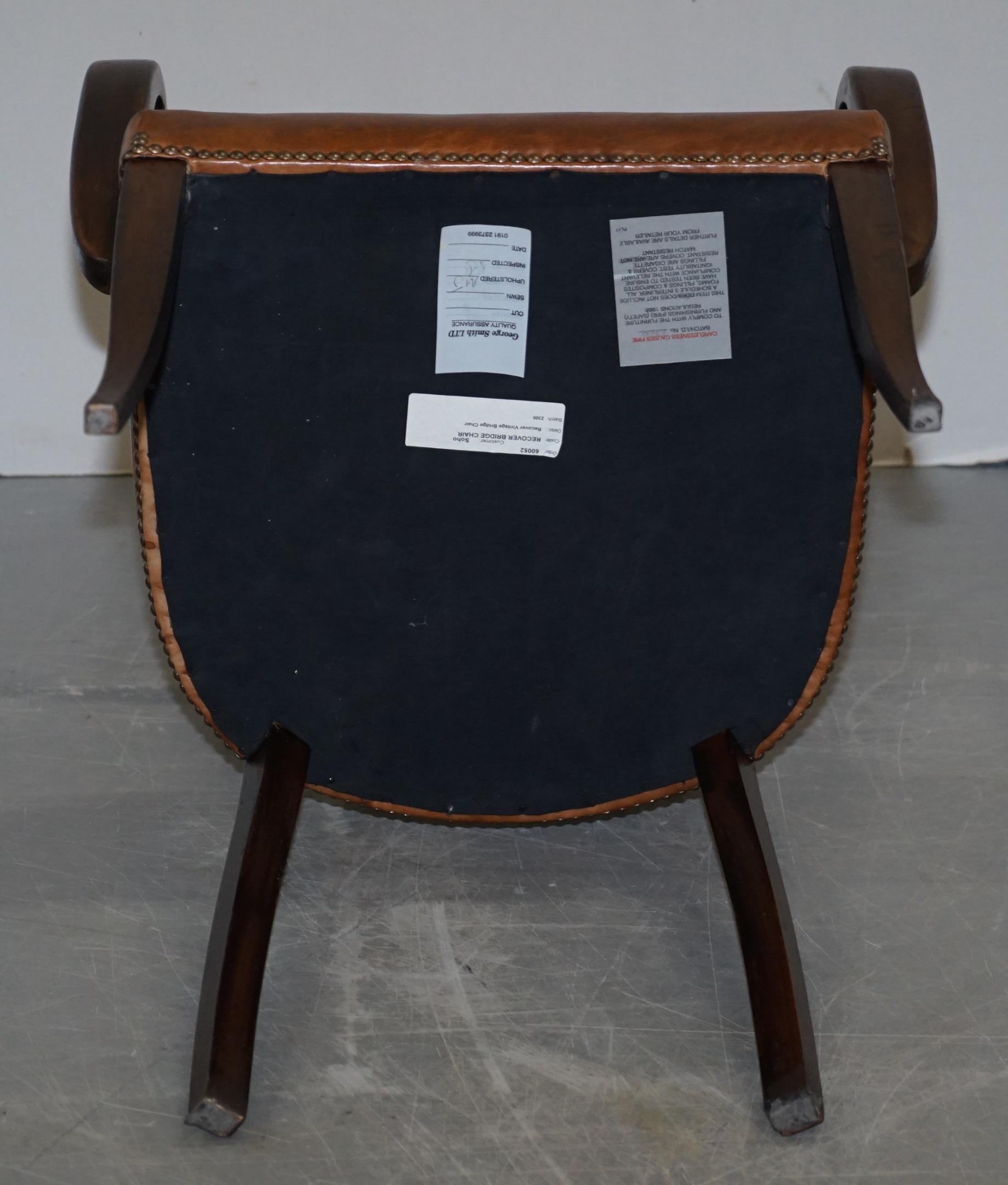 Fauteuil ou chaise de bureau en cuir marron et bois de feuillus pour Jeux Bridge de bureau de George Smith 12